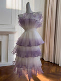 Niulatu Ball Gown Strapless Ombre Grape Formal Homecoming Dress Middle School Short 21st Birthday Outfits Graduation Dress Cocktail Dresses HZ1214
