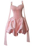 Niulatu Ball Gown Straps Pink Satin Formal Homecoming Dress Middle School Short 21st Birthday Outfits Graduation Dress Mini Cocktail Dresses HZ1214