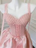 Niulatu Ball Gown Straps Pink Satin Formal Homecoming Dress Middle School Short 21st Birthday Outfits Graduation Dress Mini Cocktail Dresses HZ1214