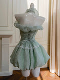 Niulatu Ball Gown Strapless Mint Green Satin Formal Homecoming Dress Middle School Short 21st Birthday Outfits Graduation Dress Mini Cocktail Dresses HZ1214