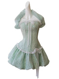 Niulatu Ball Gown Strapless Mint Green Satin Formal Homecoming Dress Middle School Short 21st Birthday Outfits Graduation Dress Mini Cocktail Dresses HZ1214