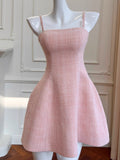 Niulatu A line Spaghetti Straps Pink Formal Mini Homecoming Dress Middle School Short 17th Birthday Outfits Graduation Dress Hoco Dresses HZ1214
