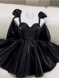 Niulatu A line Straps Little Black Dress Mini Short Formal Cocktail Dress Homecoming Dresses Summer Middle School Hoco Dress Homecoming Outfits 19th Birthday Outfit HZ1214