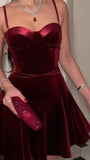 Pretty A line Spaghetti Straps Burgundy Velvet Mini Short Formal 8th Grade Homecoming Dresses Summer Middle School Hoco Dress Homecoming Outfits HZ1214