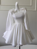 Niulatu A line Straps White Corset Back Mini Short Formal Cocktail Dress Homecoming Dresses Summer Middle School Hoco Dress Homecoming Outfits 19th Birthday Outfit HZ1214