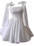 Niulatu A line Straps White Corset Back Mini Short Formal Cocktail Dress Homecoming Dresses Summer Middle School Hoco Dress Homecoming Outfits 19th Birthday Outfit HZ1214