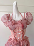 Niulatu Ball Gown Square Neck Pink Corset Back Mini Short Formal Cocktail Dress Homecoming Dresses Summer Middle School Hoco Dress Homecoming Outfits 19th Birthday Outfit HZ1214