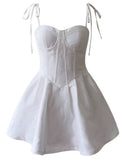 Niulatu A Line Spaghetti Straps White Satin Short Formal Homecoming Dress Middle School Short 20th Birthday Outfits Graduation Dress Cocktail Dresses HZ1214