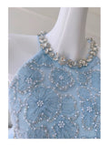 Niulatu A Line Jewel Neck Light Sky Blue Tulle Formal 8th Grade Homecoming Dress High School Short 18th Birthday Outfits Graduation Dress Hoco Dresses HZ1214