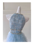 Niulatu A Line Jewel Neck Light Sky Blue Tulle Formal 8th Grade Homecoming Dress High School Short 18th Birthday Outfits Graduation Dress Hoco Dresses HZ1214