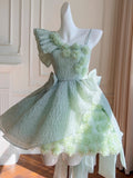 Niulatu Ball Gown Mint Green Satin Formal Short Mini Homecoming Dress Middle School 20th Birthday Outfits Graduation Dress Cocktail Dresses HZ1214
