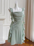 Niulatu A Line Square Neck Mint Green Short Formal Homecoming Dress Middle School Short 20th Birthday Outfits Graduation Dress Cocktail Dresses HZ1214