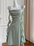 Niulatu A Line Square Neck Mint Green Short Formal Homecoming Dress Middle School Short 20th Birthday Outfits Graduation Dress Cocktail Dresses HZ1214