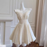 Niulatu A Line Spaghetti Straps Satin Mini Formal Homecoming Dress Short Cocktail Outfits Graduation Dress Hoco Dress HZ1214