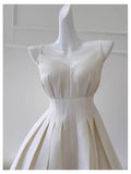 Niulatu A Line Spaghetti Straps Satin Mini Formal Homecoming Dress Short Cocktail Outfits Graduation Dress Hoco Dress HZ1214