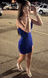 Niulatu Sheath Sweetheart Blue Short Formal Homecoming Dress Middle School Short 20th Birthday Outfits Graduation Dress Cocktail Dresses HZ1214