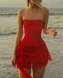 Niulatu A Line Strapless Red Short Formal Homecoming Dress Middle School Short 18th Birthday Outfits Graduation Dress Cocktail Dresses HZ1214