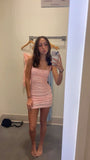 Niulatu Sheath Square Neck Pink Sequin Short Formal Homecoming Dresses Middle School Short 21st Birthday Outfits Graduation Dress Mini Cocktail Dresses HZ1214