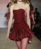 Cute A Line Strapless Velvet Burgundy Formal 8th Grade Homecoming Dresses Summer Middle School Hoco Dress Homecoming Outfits HZ1214