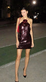 Niulatu Sheath Halter Burgundy Sequin Short Formal Homecoming Dress Middle School Short 16th Birthday Outfits Graduation Dress Cocktail Dresses HZ1214