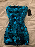 Niulatu Sheath Strapless Royal Blue Sequin Short Formal Homecoming Dresses Middle School Short 21st Birthday Outfits Graduation Dress Mini Cocktail Dresses HZ1214