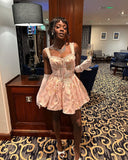 Pretty A line Sweetheart Floral Pink Formal Homecoming Dresses Short 21st Birthday Outfits Graduation Dress Mini Cocktail Dresses HZ1121