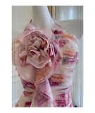 Niulatu Sheath Halter Pink Floral Chiffon Short Formal Homecoming Dresses Middle School Short 21st Birthday Outfits Graduation Dress Mini Cocktail Dresses HZ1214