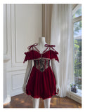 Niulatu Ball Gown Burgundy Velvet Short Mini Feathers Formal Homecoming Dress Short Cocktail Outfits Graduation Dress Mini Hoco Dress HZ1214