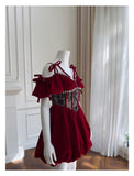 Niulatu Ball Gown Burgundy Velvet Short Mini Feathers Formal Homecoming Dress Short Cocktail Outfits Graduation Dress Mini Hoco Dress HZ1214