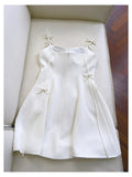 Niulatu A Line Spaghetti Straps White Short Formal Homecoming Dresses Middle School Short 21st Birthday Outfits Graduation Dress Mini Cocktail Dresses HZ1214
