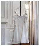 Niulatu A Line Spaghetti Straps White Short Formal Homecoming Dresses Middle School Short 21st Birthday Outfits Graduation Dress Mini Cocktail Dresses HZ1214