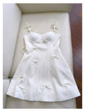 Niulatu A Line Spaghetti Straps White Short Formal Homecoming Dresses Middle School Short 21st Birthday Outfits Graduation Dress Mini Cocktail Dresses HZ1214