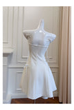 Niulatu A Line Spaghetti Straps White Short Formal Homecoming Dresses Middle School Short 21st Birthday Outfits Graduation Dress Mini Cocktail Dresses HZ1214