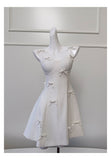 Niulatu A Line Spaghetti Straps White Satin Short Formal Homecoming Dresses Middle School Short 21st Birthday Outfits Graduation Dress Mini Cocktail Dresses HZ1214