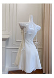 Niulatu A Line Spaghetti Straps White Satin Short Formal Homecoming Dresses Middle School Short 21st Birthday Outfits Graduation Dress Mini Cocktail Dresses HZ1214