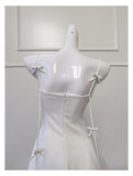 Niulatu A Line Spaghetti Straps White Satin Short Formal Homecoming Dresses Middle School Short 21st Birthday Outfits Graduation Dress Mini Cocktail Dresses HZ1214