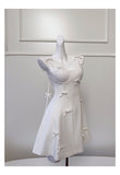 Niulatu A Line Spaghetti Straps White Satin Short Formal Homecoming Dresses Middle School Short 21st Birthday Outfits Graduation Dress Mini Cocktail Dresses HZ1214