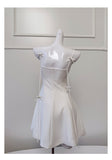 Niulatu A Line Spaghetti Straps White Satin Short Formal Homecoming Dresses Middle School Short 21st Birthday Outfits Graduation Dress Mini Cocktail Dresses HZ1214