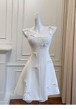 Niulatu A Line Spaghetti Straps White Satin Short Formal Homecoming Dresses Middle School Short 21st Birthday Outfits Graduation Dress Mini Cocktail Dresses HZ1214