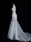 Niulatu Wedding Dress Mermaid Spaghetti Straps Lace White Sleeveless Long Wedding Dresses Bridal Gowns HZ1214
