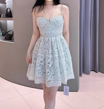 Niulatu A Line Spaghetti Straps Gray Lace Short Formal Homecoming Dresses Middle School Short 21st Birthday Outfits Graduation Dress Mini Cocktail Dresses HZ1214