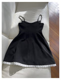 Niulatu A Line Spaghetti Straps Black Satin Short Formal Homecoming Dresses Middle School Short 21st Birthday Outfits Graduation Dress Mini Cocktail Dresses HZ1214