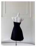 Niulatu A Line Spaghetti Straps Black Satin Short Formal Homecoming Dresses Middle School Short 21st Birthday Outfits Graduation Dress Mini Cocktail Dresses HZ1214