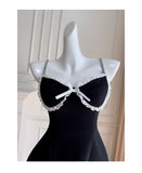 Niulatu A Line Spaghetti Straps Black Satin Short Formal Homecoming Dresses Middle School Short 21st Birthday Outfits Graduation Dress Mini Cocktail Dresses HZ1214