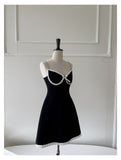 Niulatu A Line Spaghetti Straps Black Satin Short Formal Homecoming Dresses Middle School Short 21st Birthday Outfits Graduation Dress Mini Cocktail Dresses HZ1214