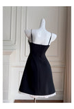 Niulatu A Line Spaghetti Straps Black Satin Short Formal Homecoming Dresses Middle School Short 21st Birthday Outfits Graduation Dress Mini Cocktail Dresses HZ1214