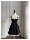 Niulatu A Line Spaghetti Straps Little Black Dress Satin Short Formal Homecoming Dresses Middle School Short 21st Birthday Outfits Graduation Dress Mini Cocktail Dresses HZ1214