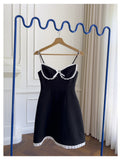 Niulatu A Line Spaghetti Straps Little Black Dress Satin Short Formal Homecoming Dresses Middle School Short 21st Birthday Outfits Graduation Dress Mini Cocktail Dresses HZ1214