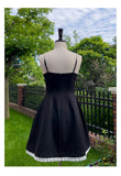 Niulatu A Line Spaghetti Straps Little Black Dress Satin Short Formal Homecoming Dresses Middle School Short 21st Birthday Outfits Graduation Dress Mini Cocktail Dresses HZ1214