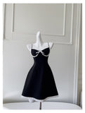 Niulatu A Line Spaghetti Straps Little Black Dress Satin Short Formal Homecoming Dresses Middle School Short 21st Birthday Outfits Graduation Dress Mini Cocktail Dresses HZ1214